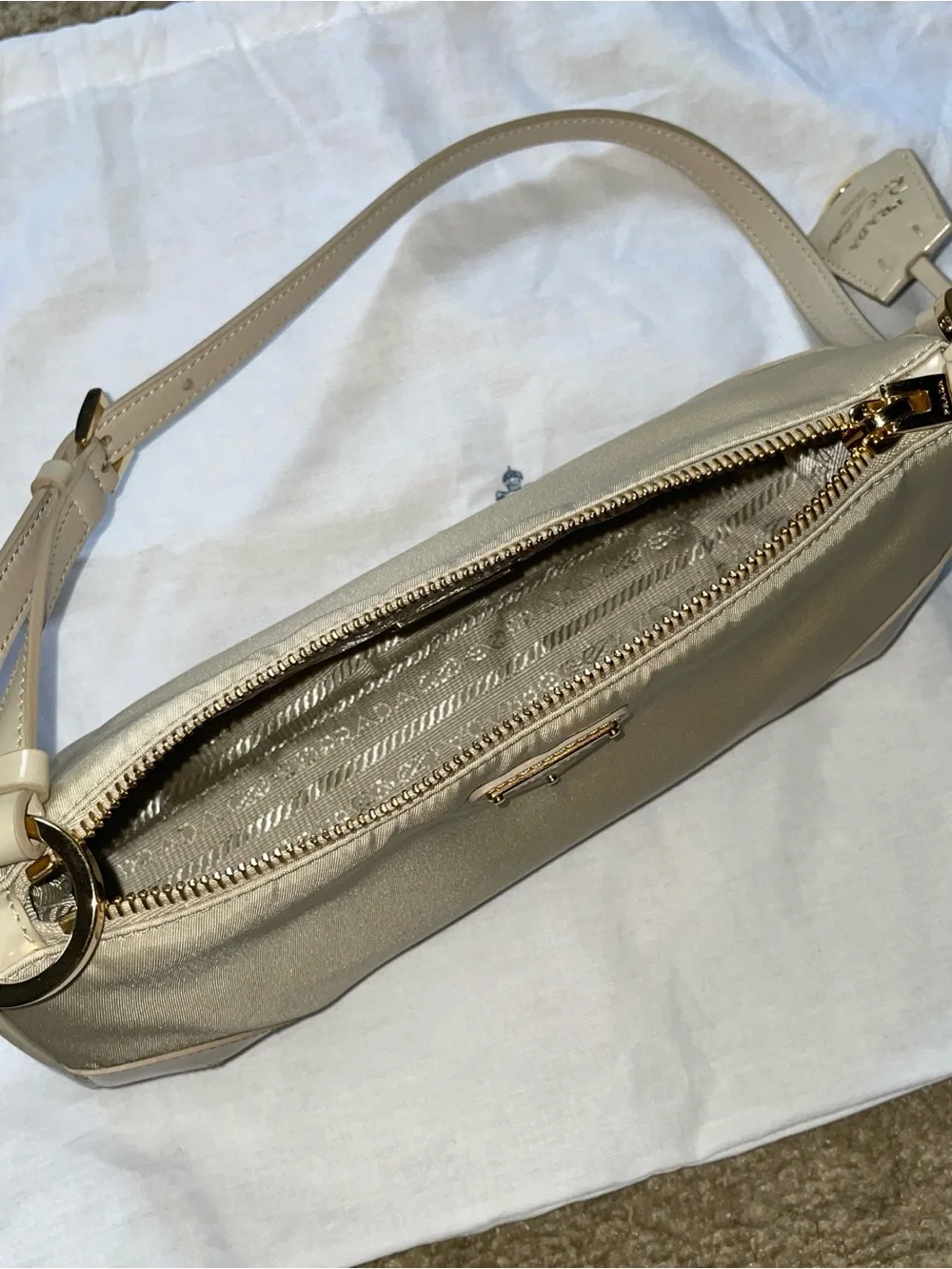 Prada Neutral Tessuto Nylon Re-Edition 2002 2023 with Dust Bag Authenticity Card